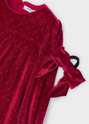 Kjole Velvet M/Hårstrikk Red