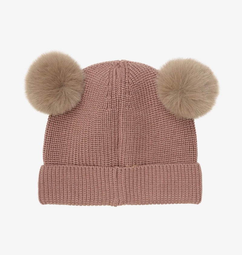 Lue Beanie Wool Knit Pompoms Burlwood