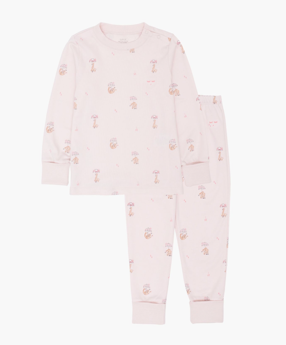 Sett Pysj Giraffe Pink