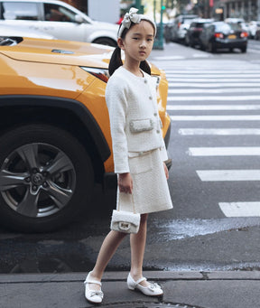 Kjole Adelaide Plaid Sequin White