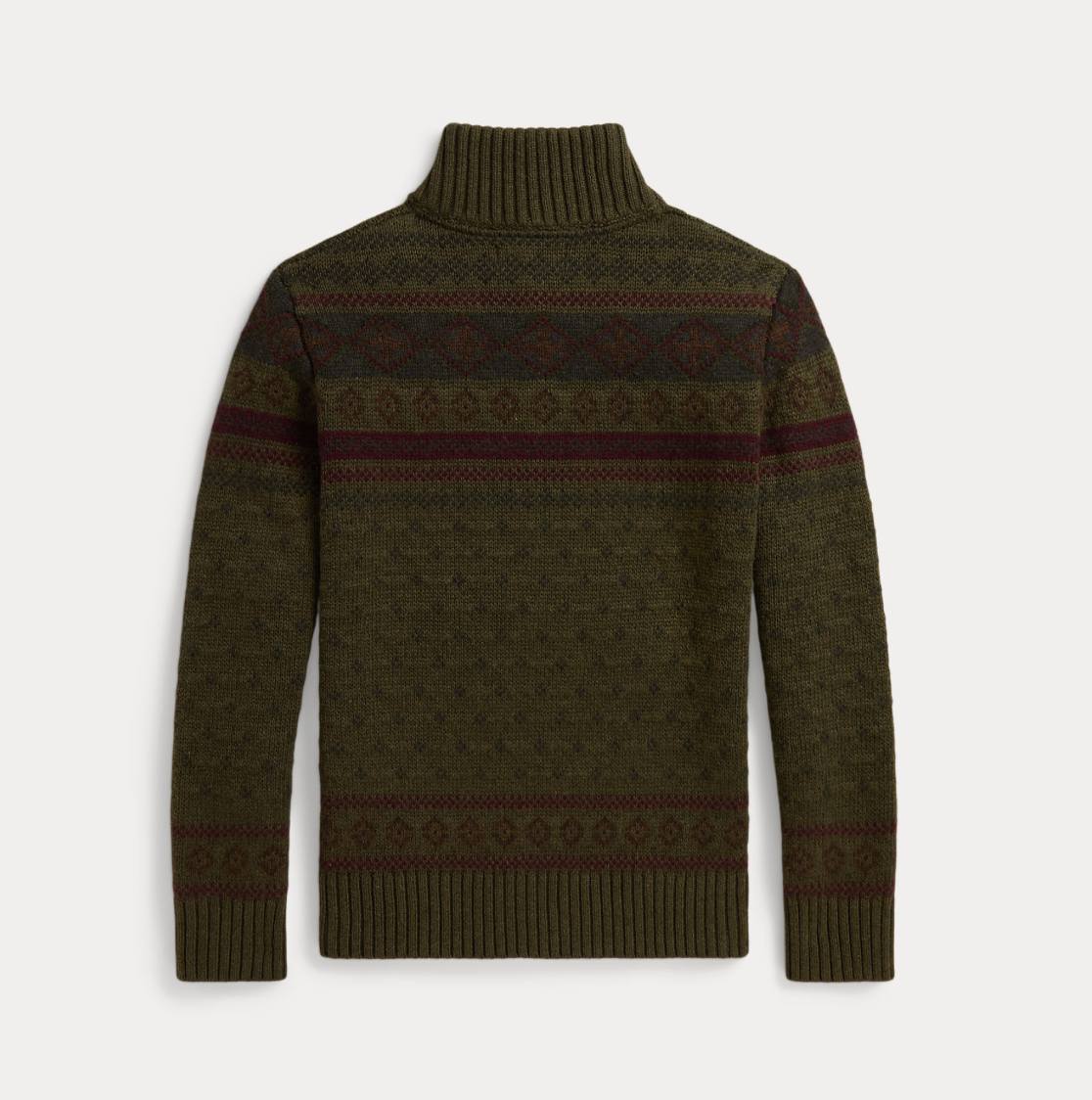 Genser Half Zip Fair Isle Olive Multi