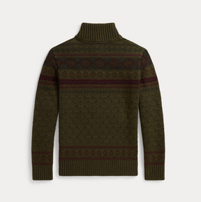 Genser Half Zip Fair Isle Olive Multi