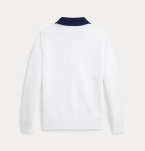 Genser Zip Double Knit Collared White