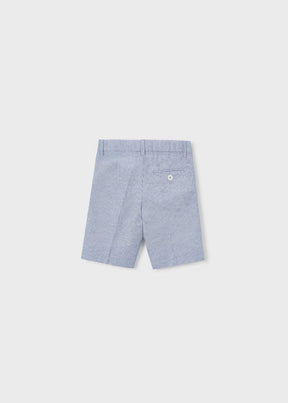 Shorts Bermuda Linen Suiting Blue Stiripes