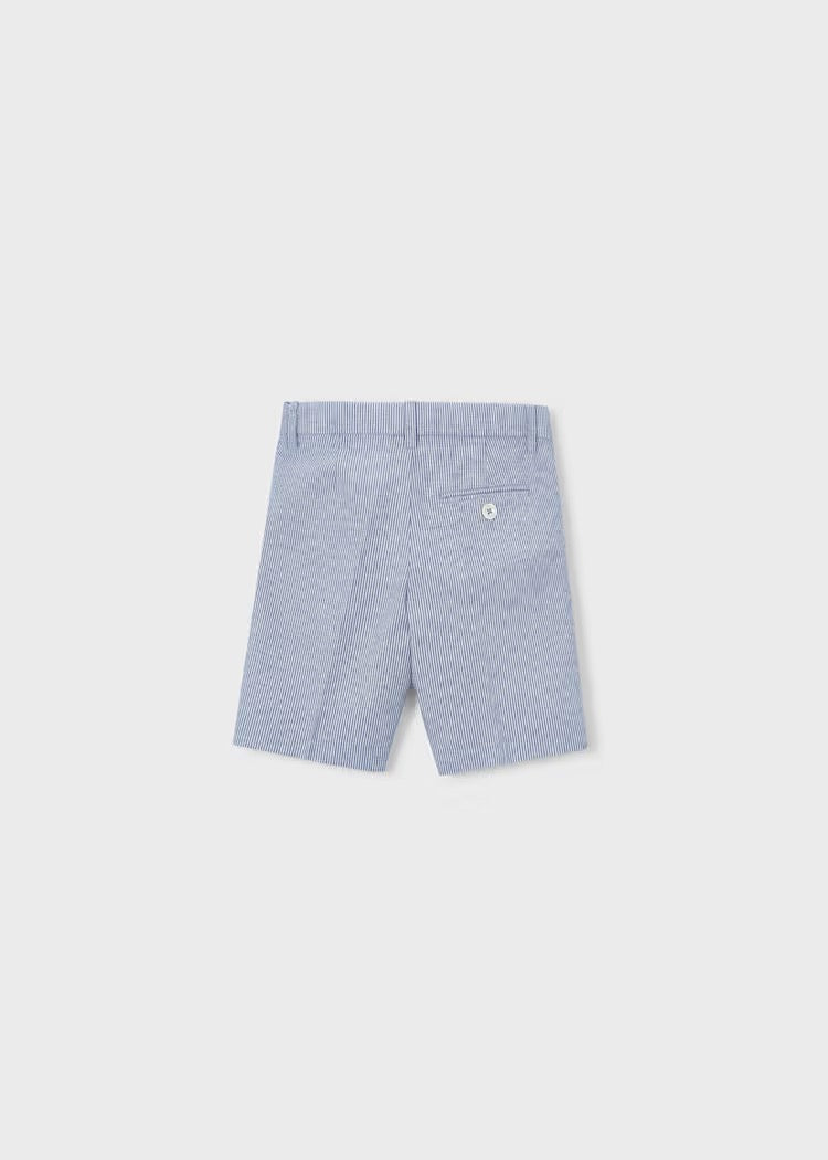 Shorts Bermuda Linen Suiting Blue Stiripes