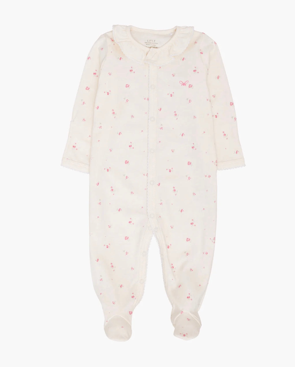 Sparkdress Rose Garden Ruffled Footie Ivory