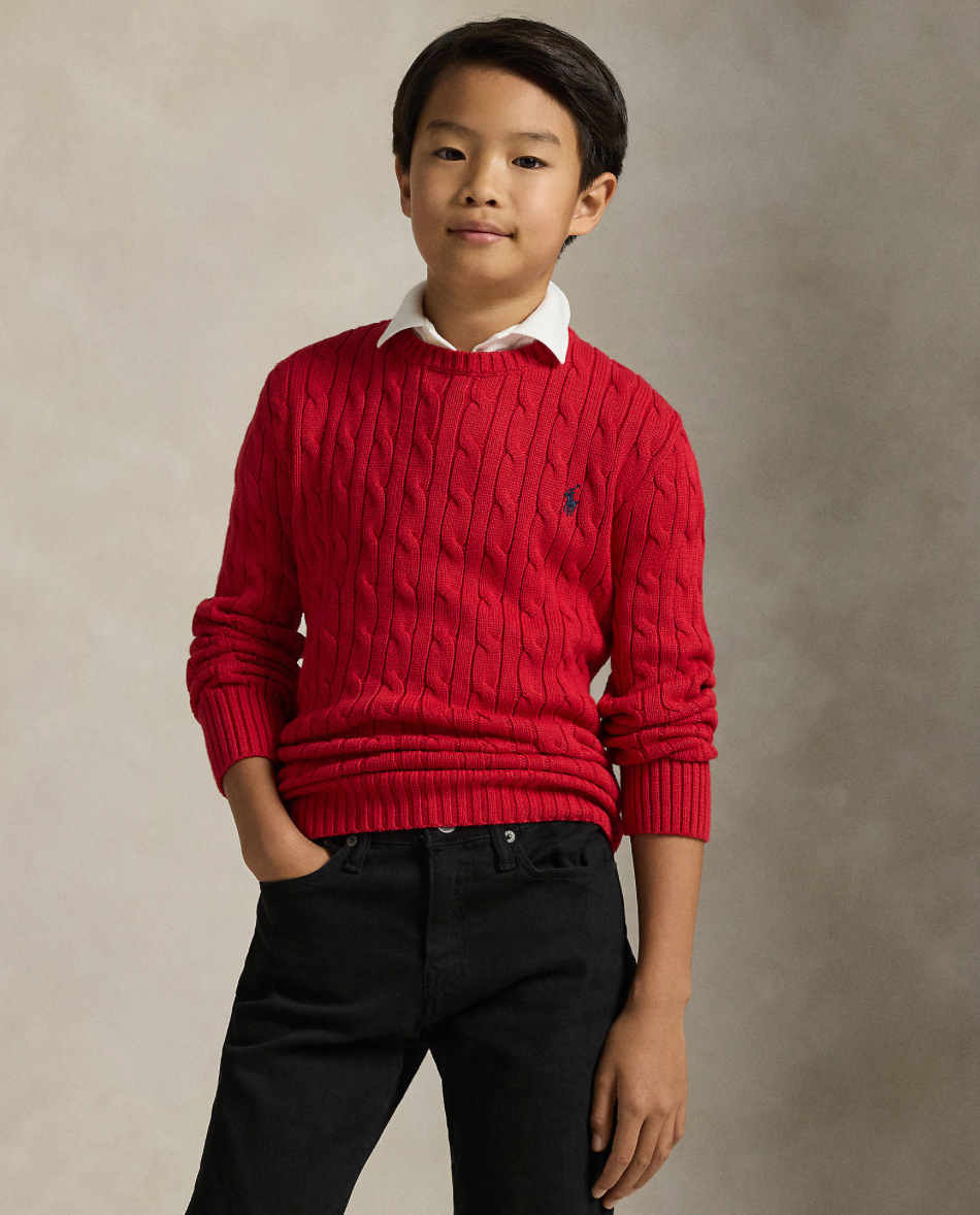 Genser Cable Knit Cotton Red