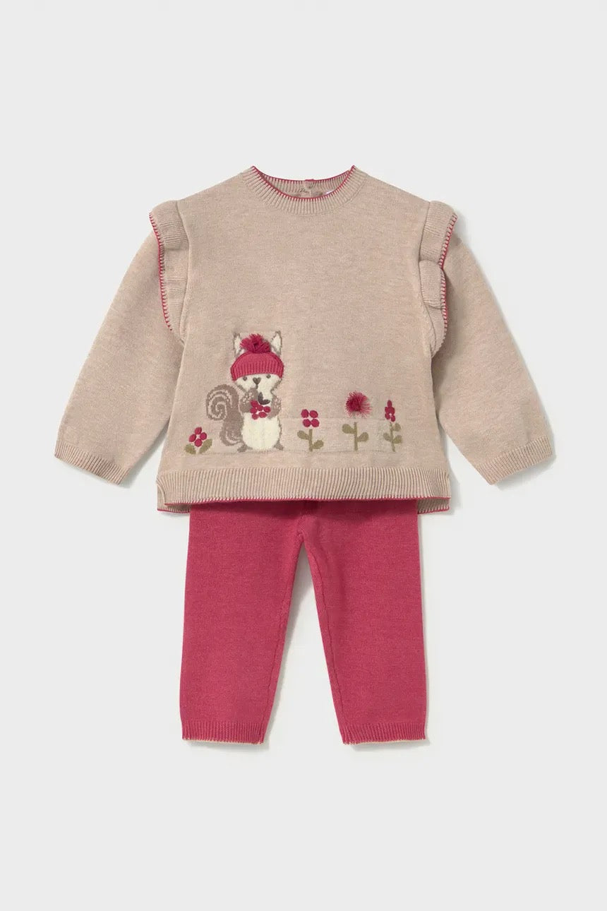 Sett 2-Deler Knit Ekorn Petal Mix