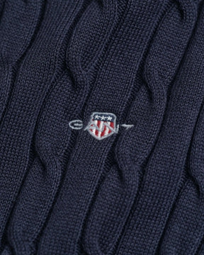 Kjole Kabelstrikk C-Neck Evening Blue