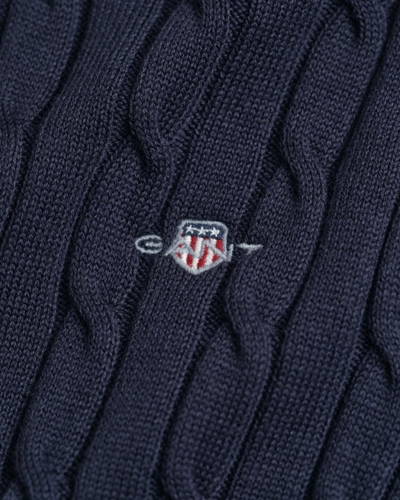 Kjole Kabelstrikk C-Neck Evening Blue