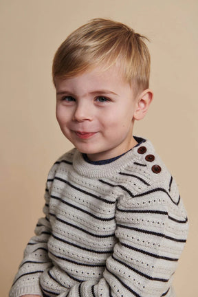 Genser Merino Pattern Pale Cream Mel./Dark Brown Comb