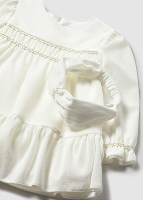 Kjole m/Hårbånd Velvet Ecru