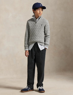 Genser Halfzip Cable-Knit Andover Heather