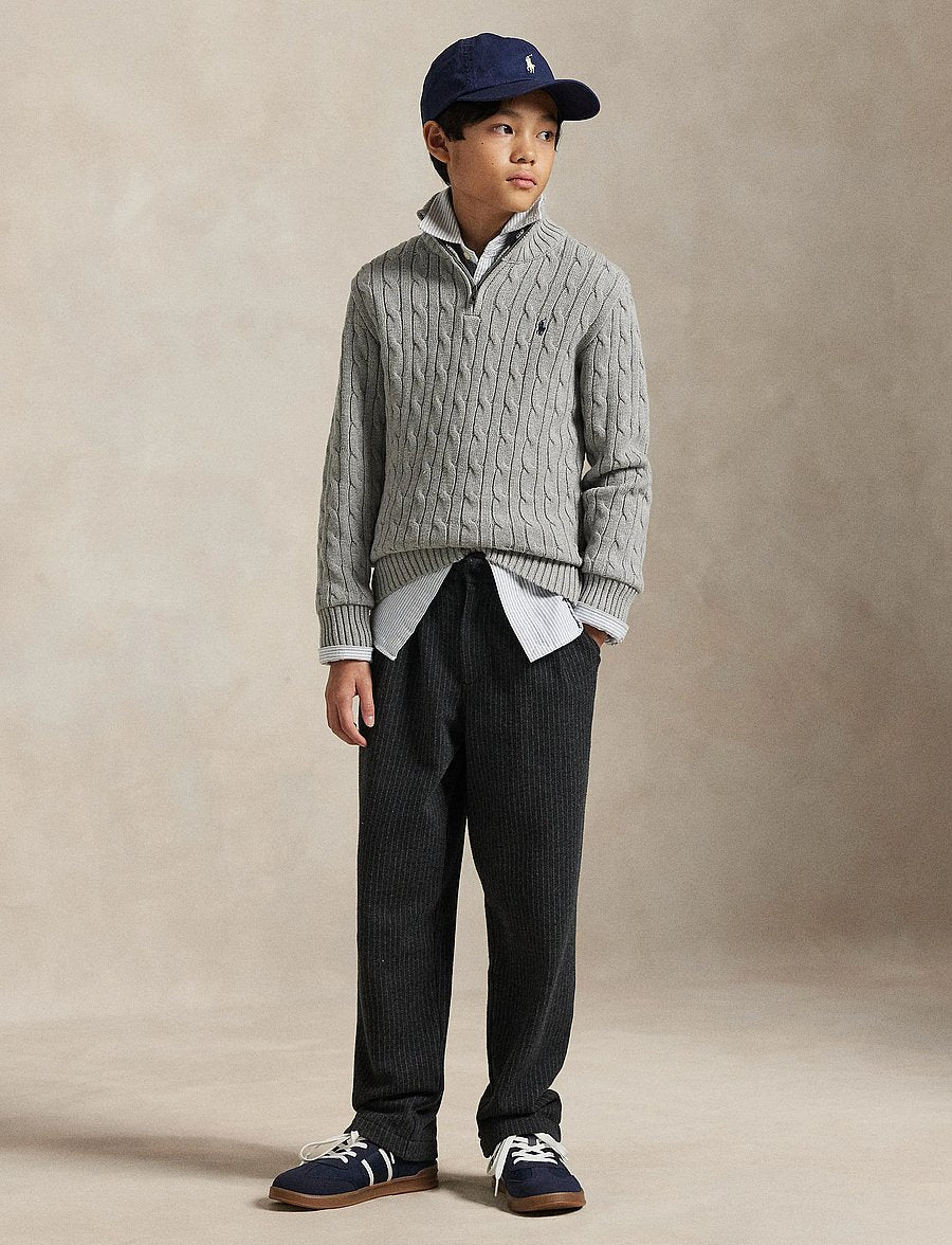 Genser Halfzip Cable-Knit Andover Heather
