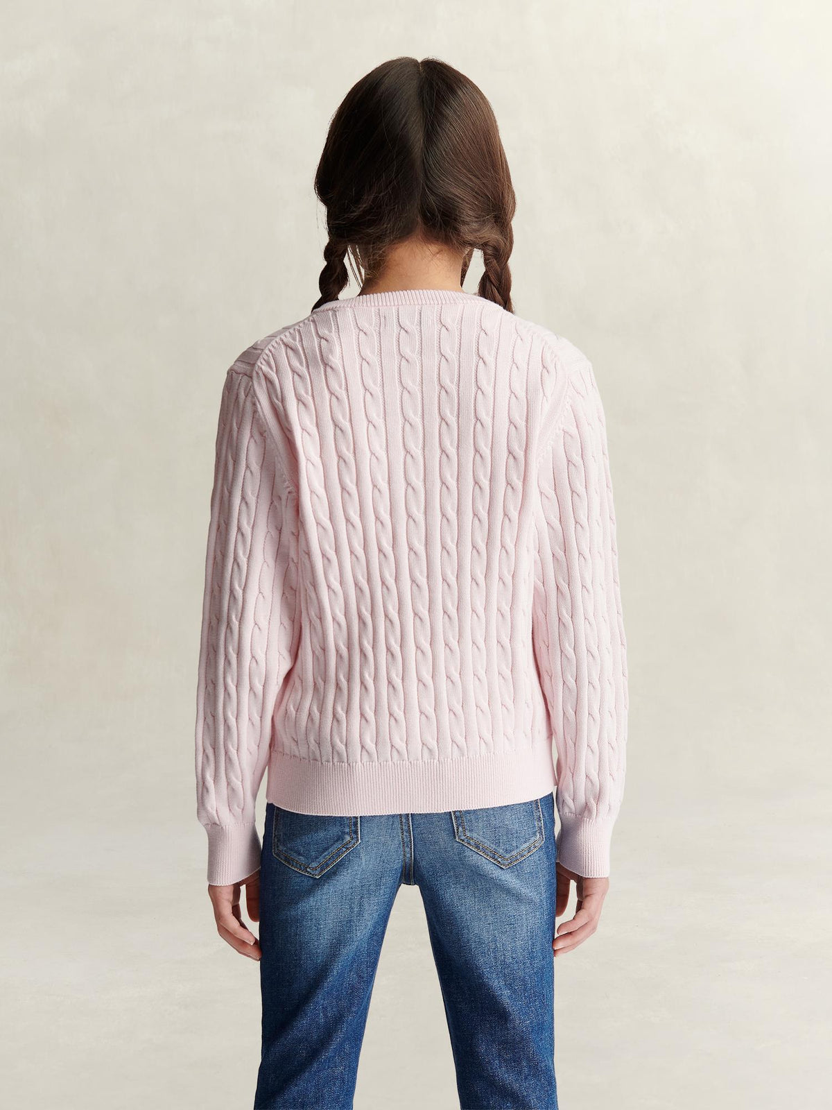Cardigan Cable Shield Knit Light Pink