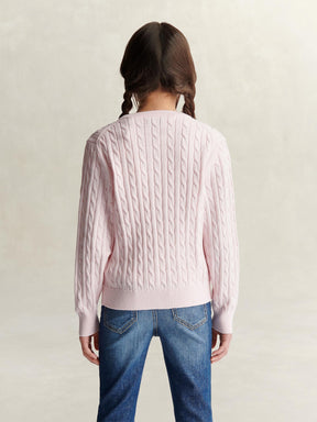 Cardigan Cable Shield Knit Light Pink