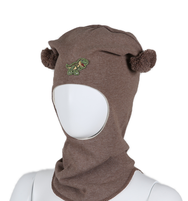 Balaclava Bomull Dinosaur Brunmelert