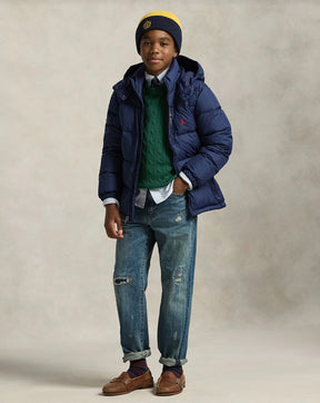 Jakke Ripstop Down Hooded Newport Navy