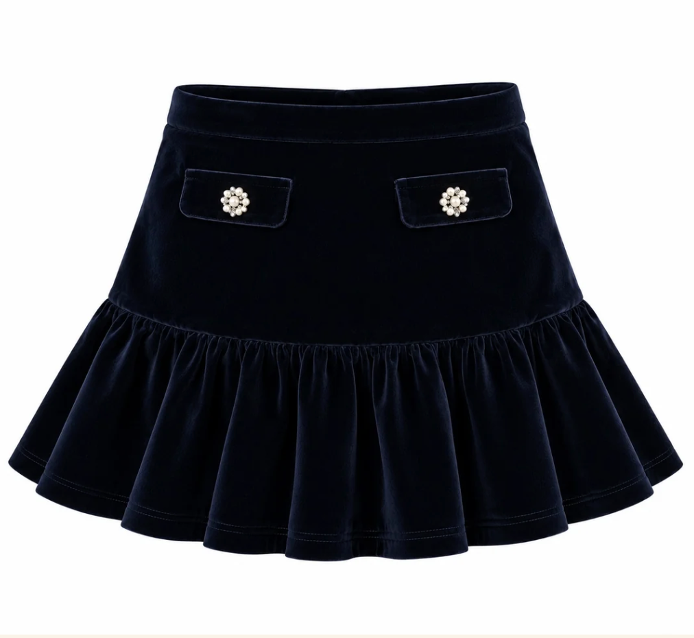 Skjørt Emilia Velvet Dark Navy