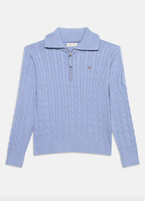 Genser Cable Half Zip Misty Lavender
