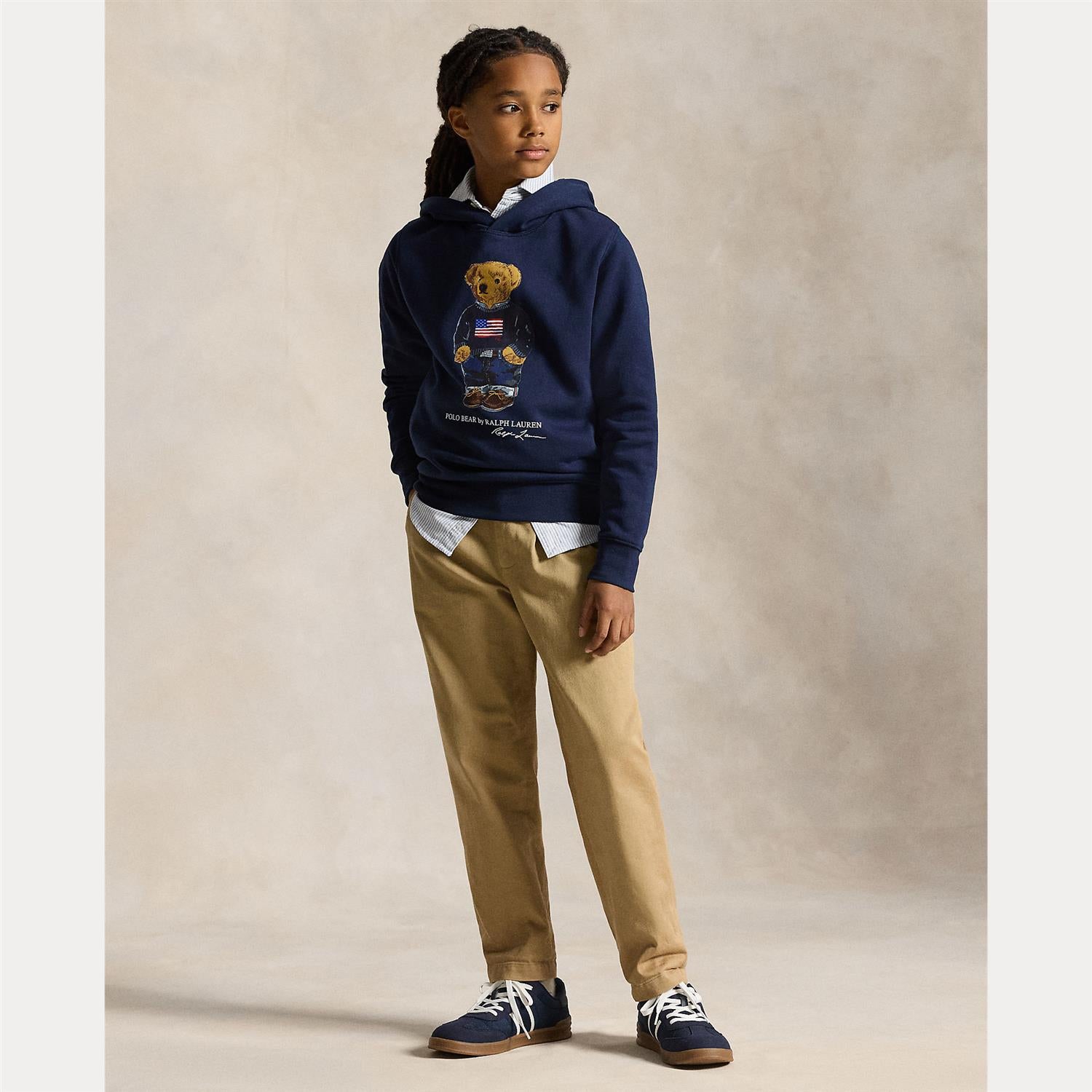 Hettegenser Bear American Flag Navy