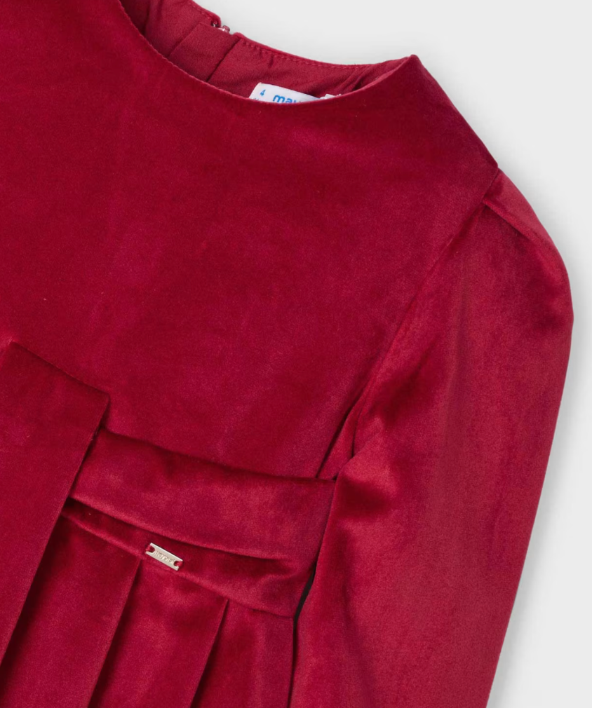 Kjole Pleated Velour Cherry