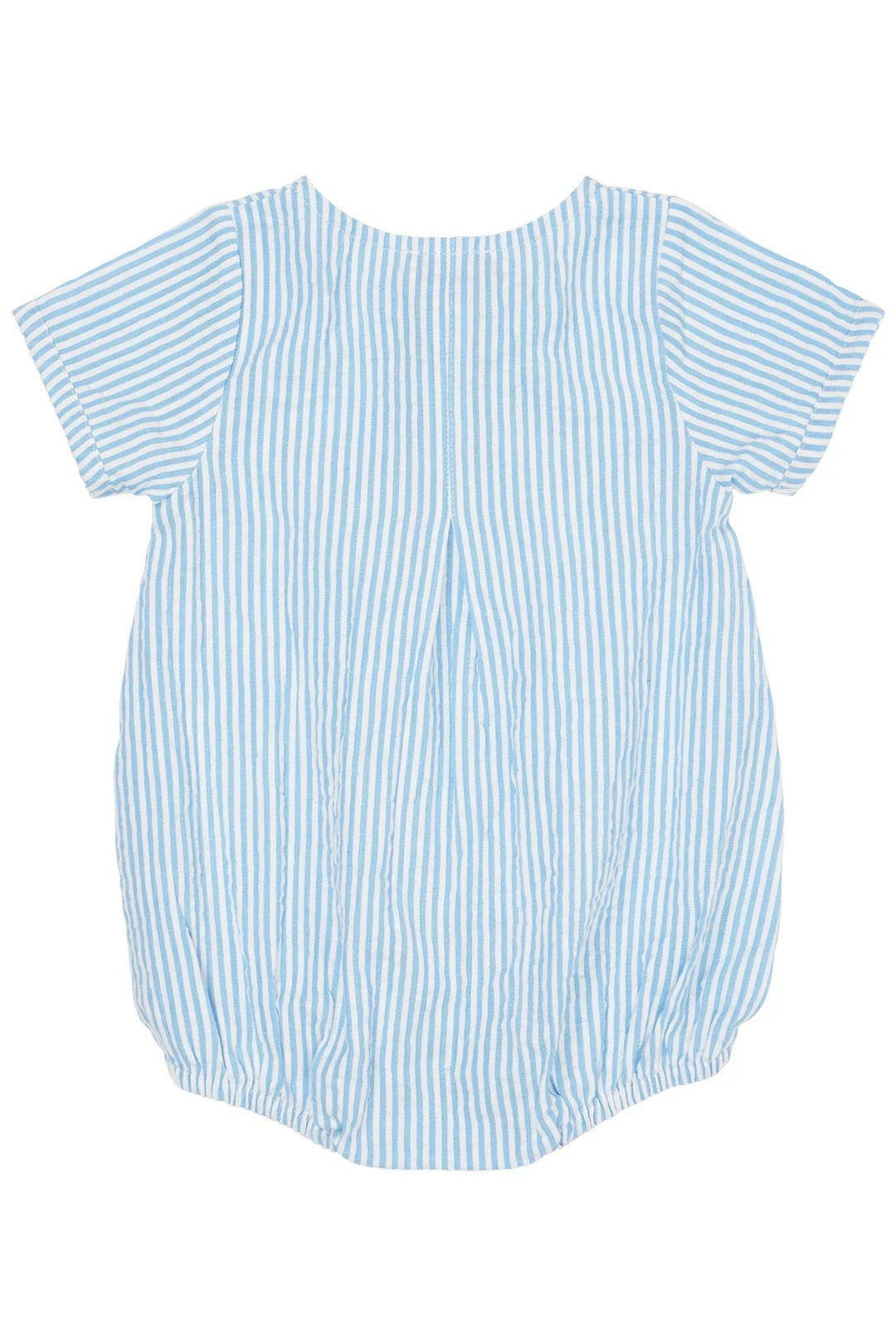 Romper Seersucker Sky Blue/Cream Stripe