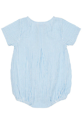 Romper Seersucker Sky Blue/Cream Stripe