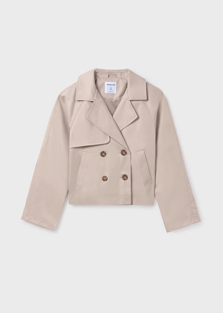Jakke Trenchcoat Cropped Sepia