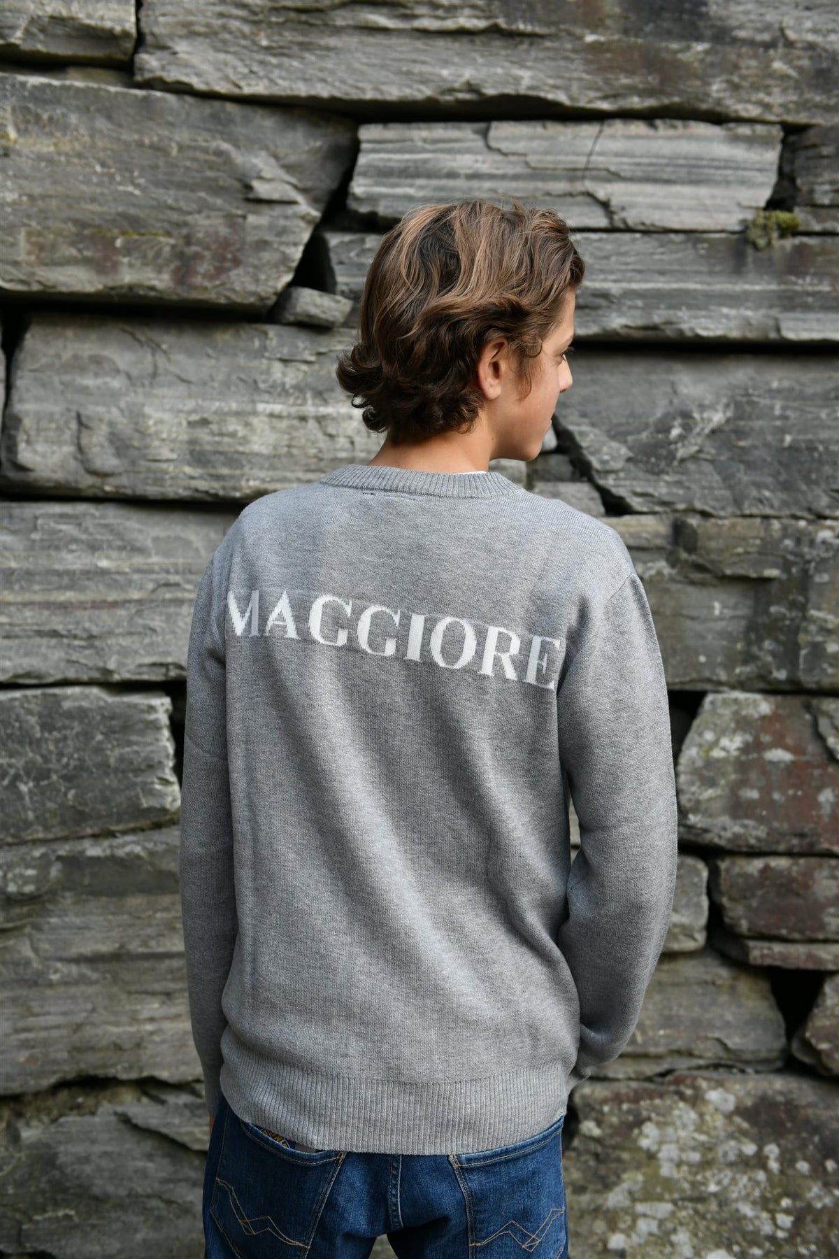 Genser Knit Logo Grey Melange