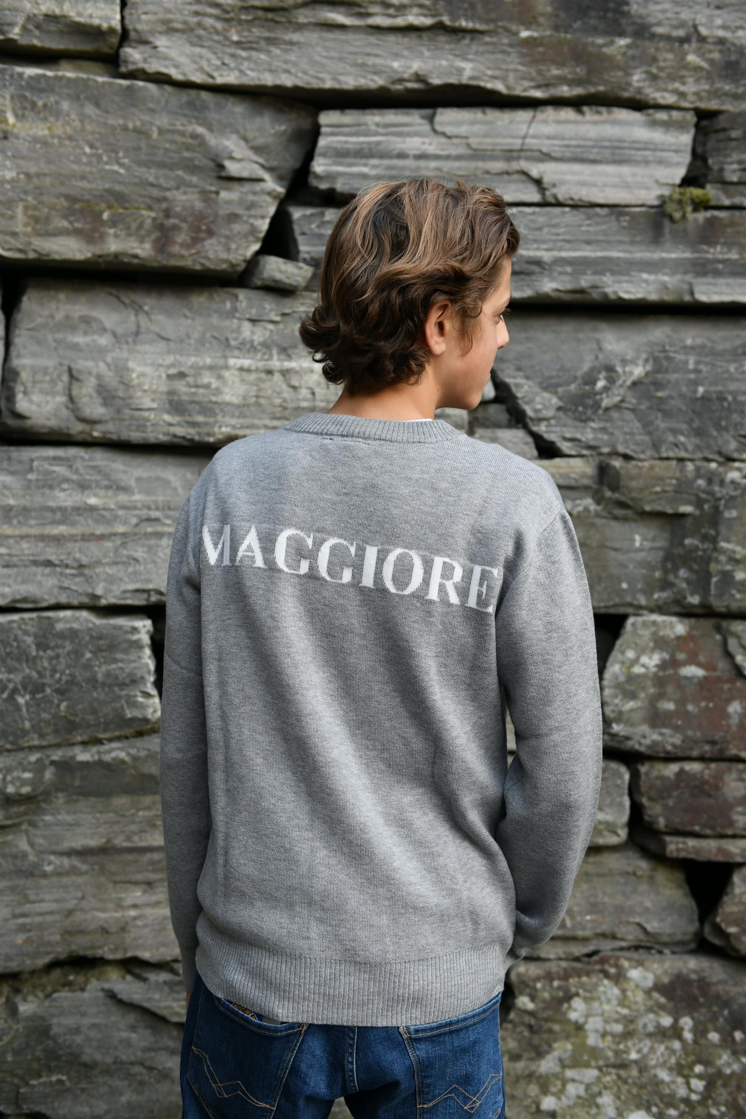 Genser Knit Logo Grey Melange