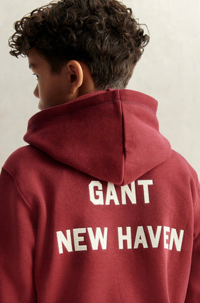 Hettegenser Collegiate Graphic Zip Plumped Red