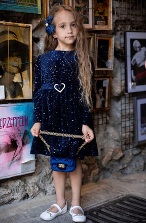 Kjole Anastasia Velvet Sequin Navy