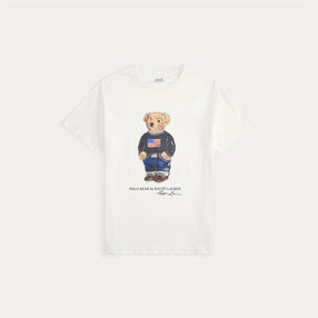 T-Skjorte Bear American Flag White