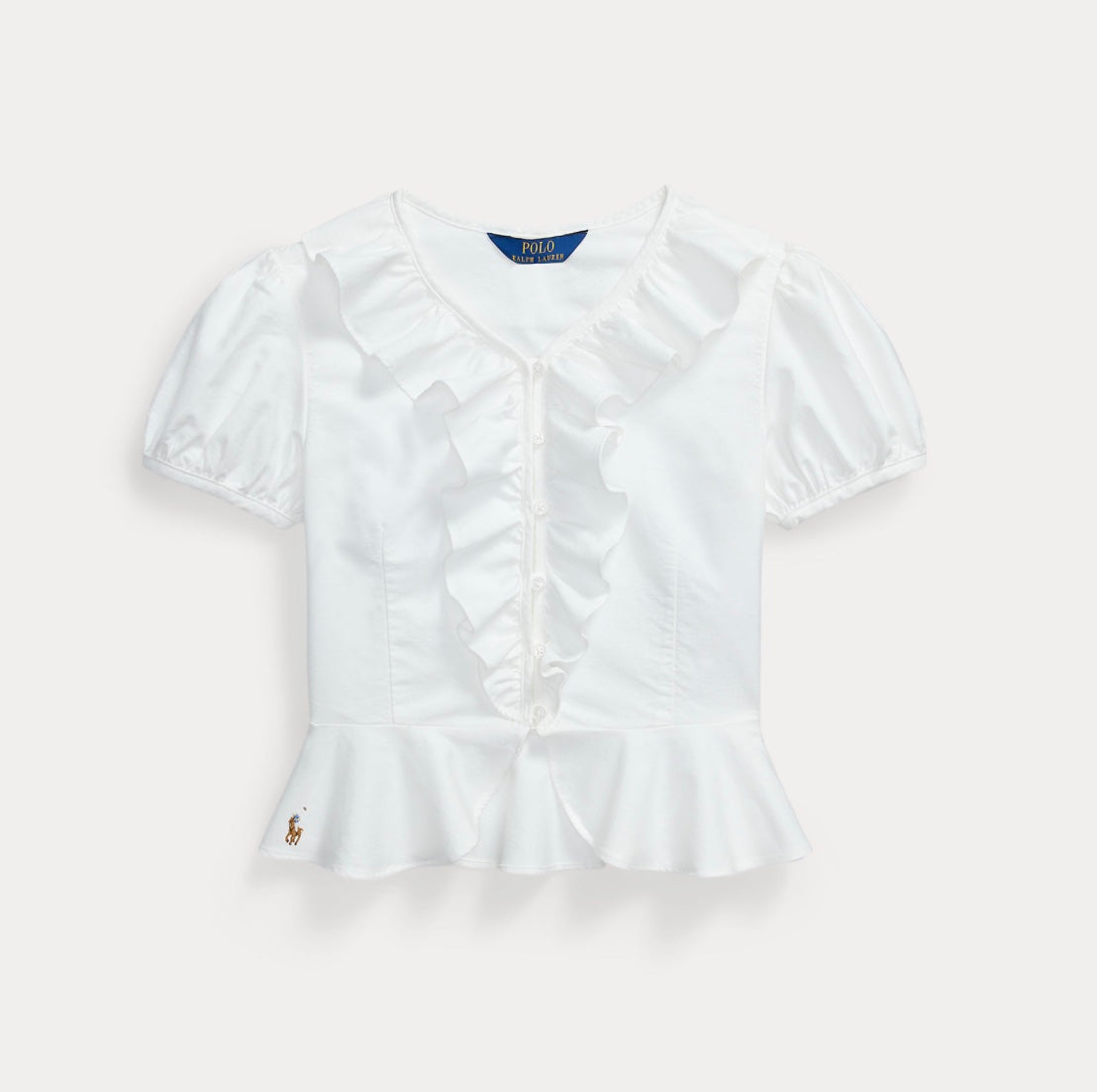 T-skjorte Ruffled Peplum White