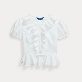 T-skjorte Ruffled Peplum White