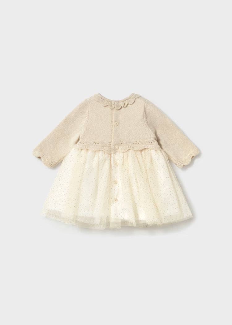 Kjole Tricot/Tulle Champagne