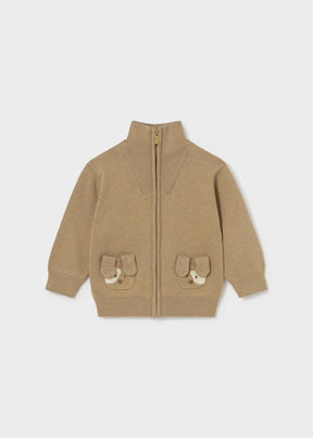Jakke Zip Knitted Biscuit Heather