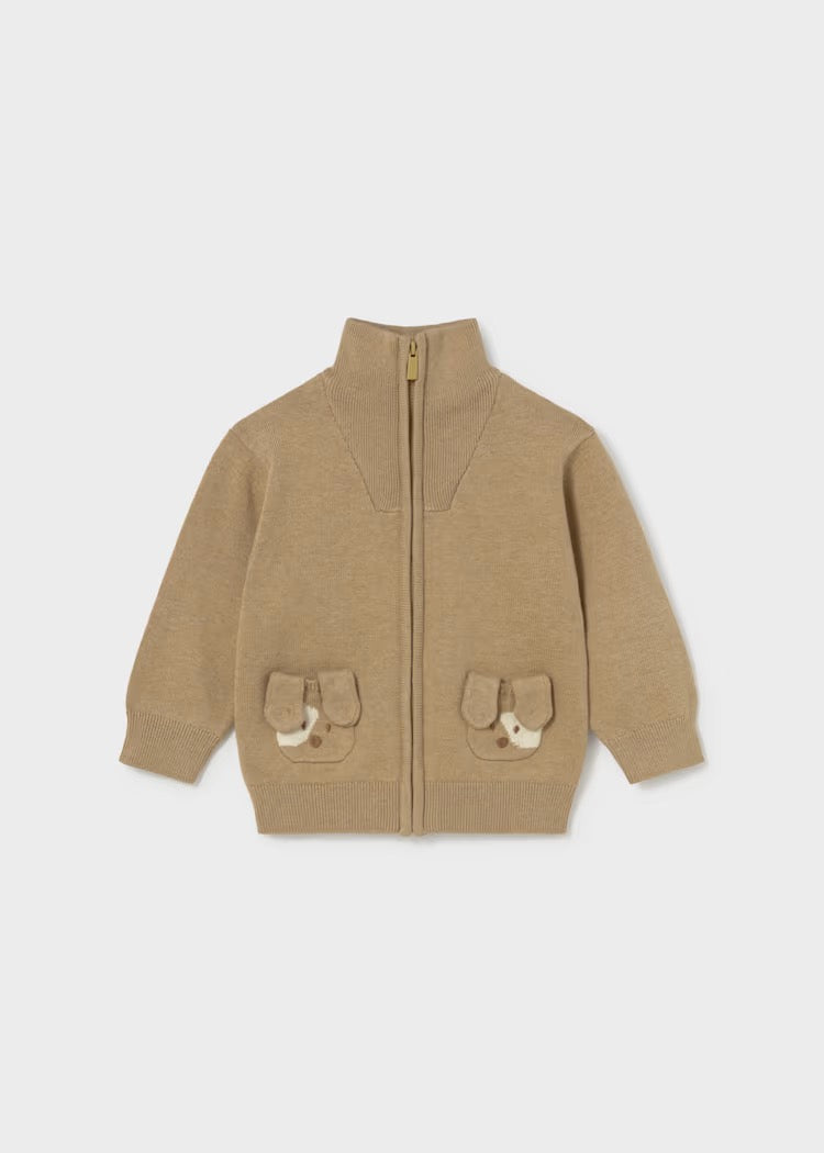Jakke Zip Knitted Biscuit Heather