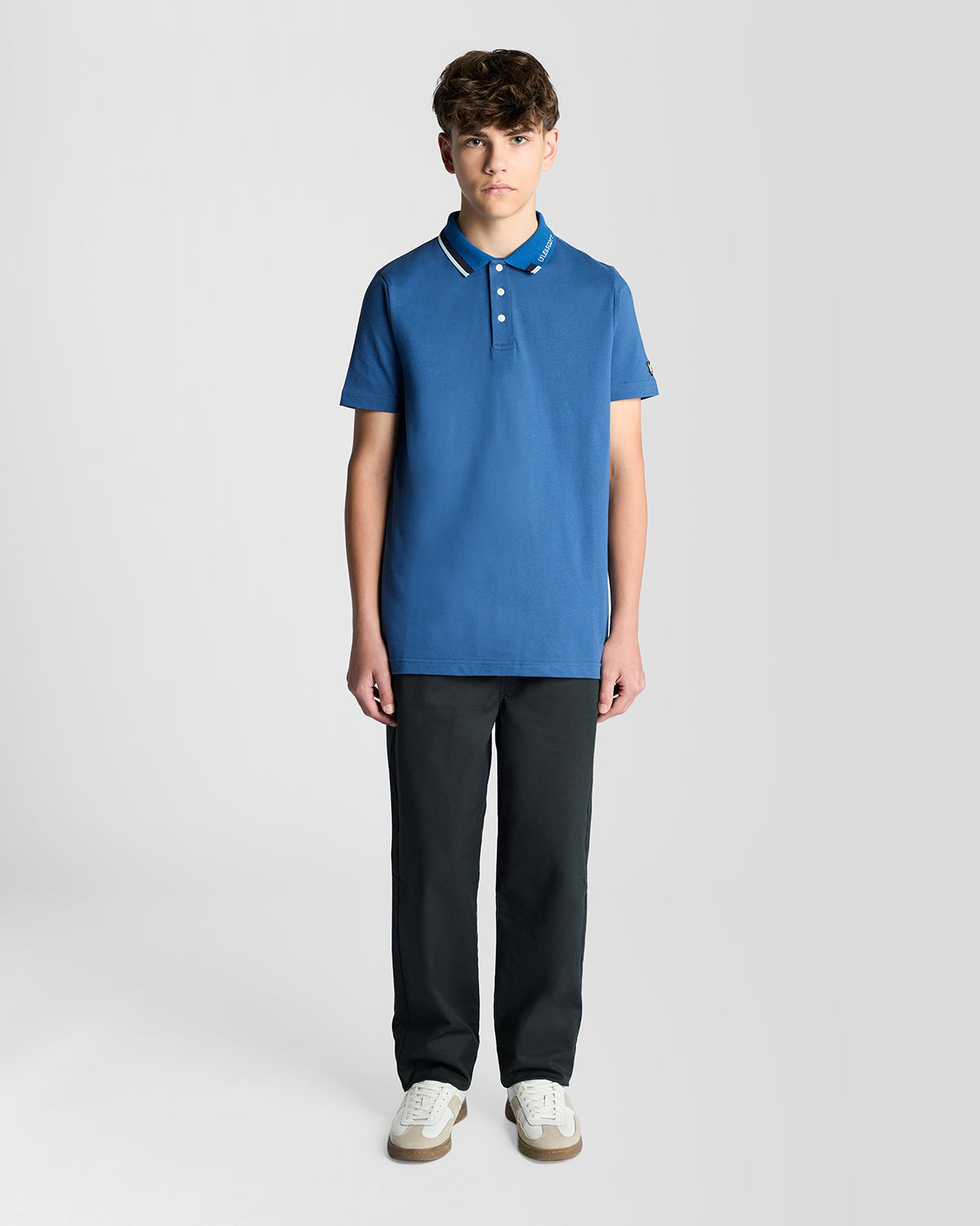 Pique Polo Tipped Logo Dark Cornflower