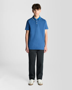 Pique Polo Tipped Logo Dark Cornflower