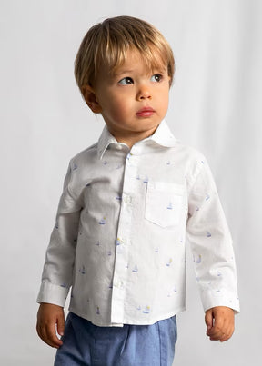 Skjorte Striper Linen Boat White