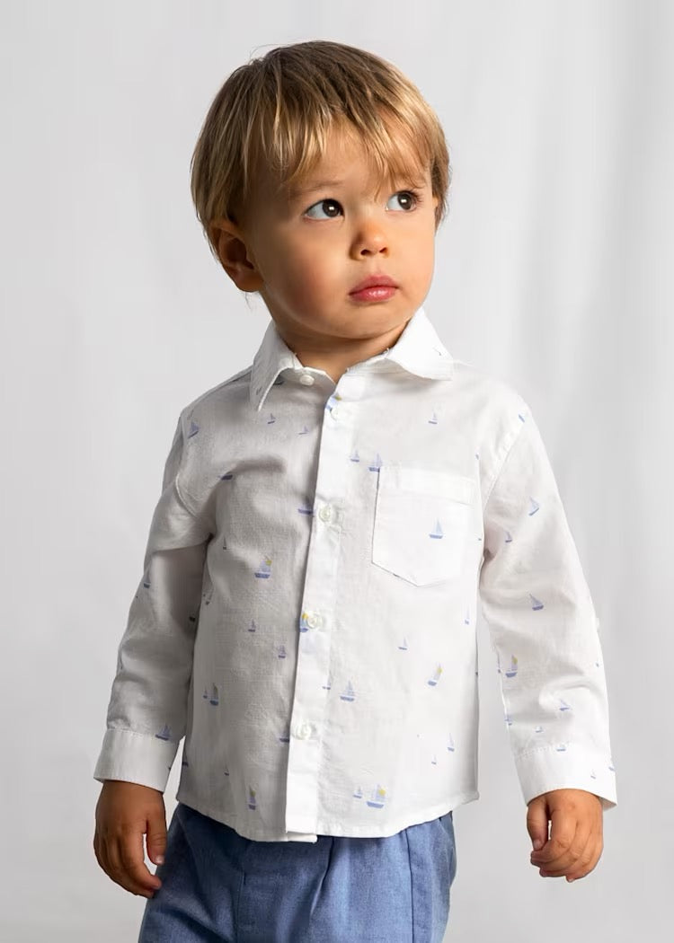 Skjorte Striper Linen Boat White