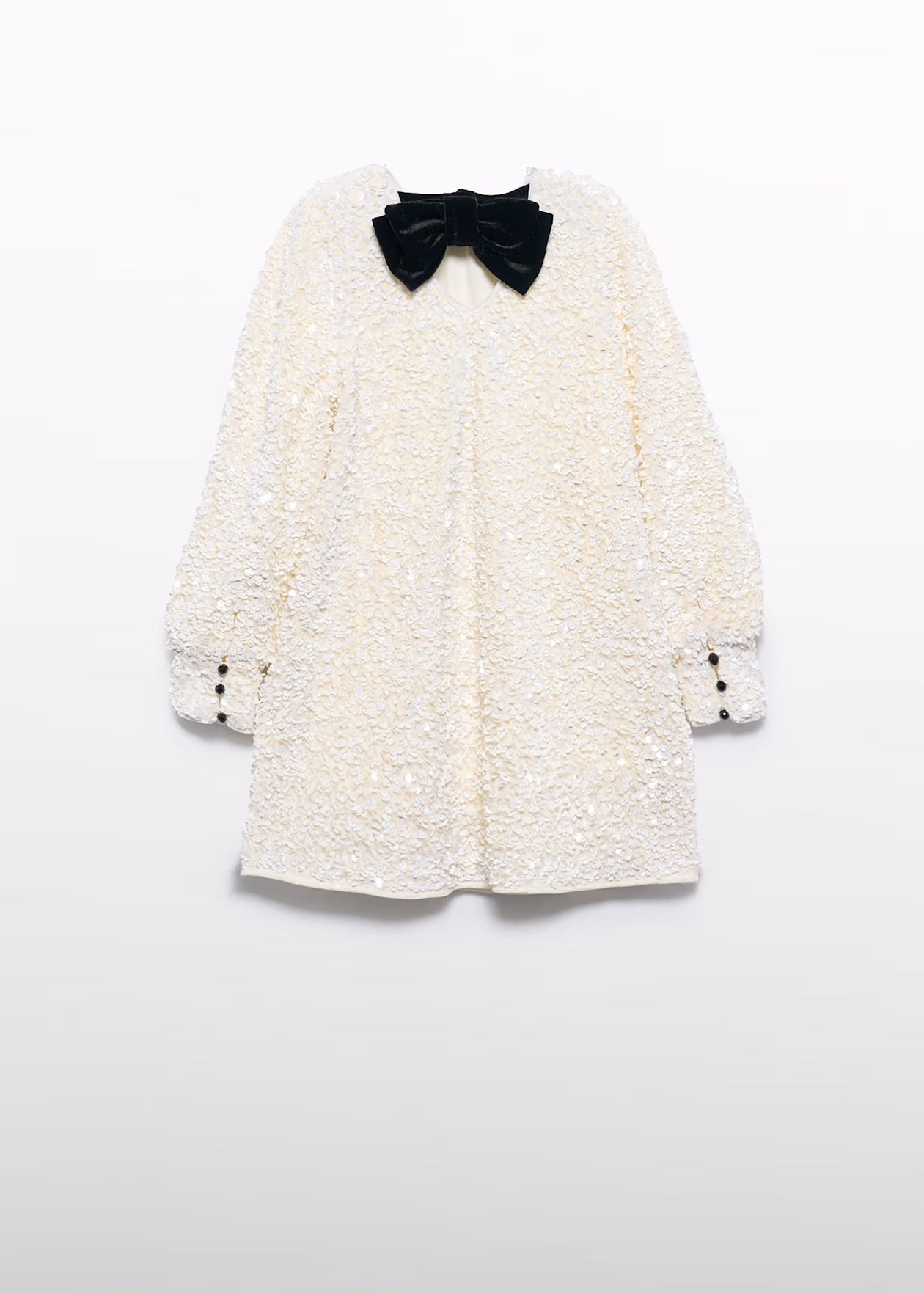 Kjole Sequined Flared Cream