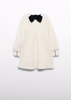 Kjole Sequined Flared Cream