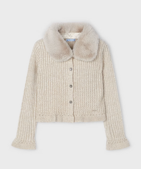 Cardigan M/Pels Glitter Beige