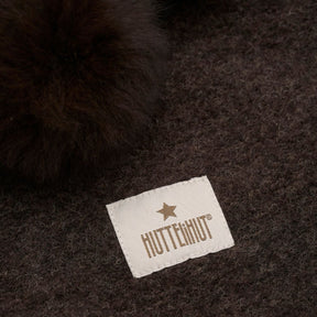 Balaclava Wool Alpaca Pompoms Dark Brown Melange