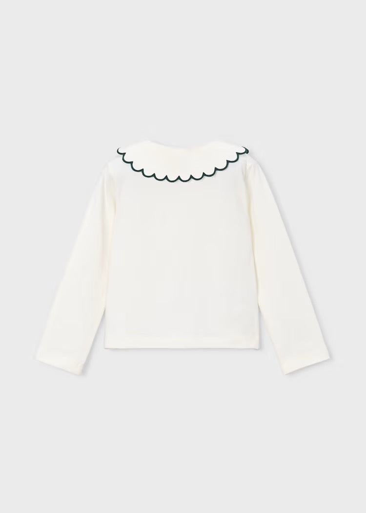 Genser Scalloped Collar Offwhite