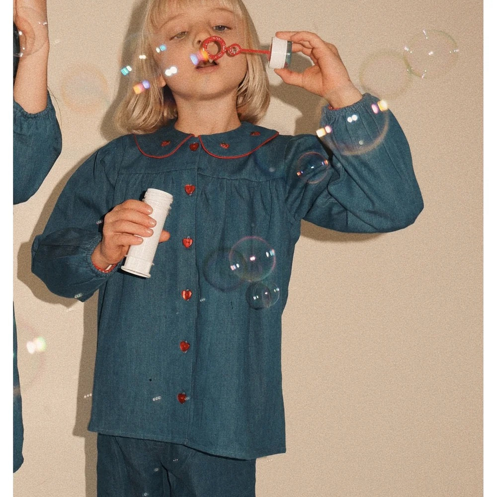 Bluse Vilma Mid Blue Strawberry