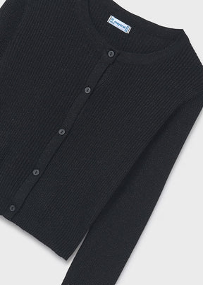 Cardigan Knit Ribbed Black